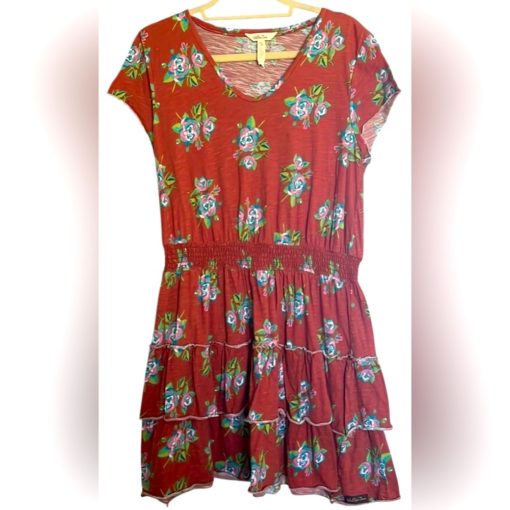 MATILDA JANE Light Brown/Pink/Green/White Looks To Frill Dress, Size Medium, GUC